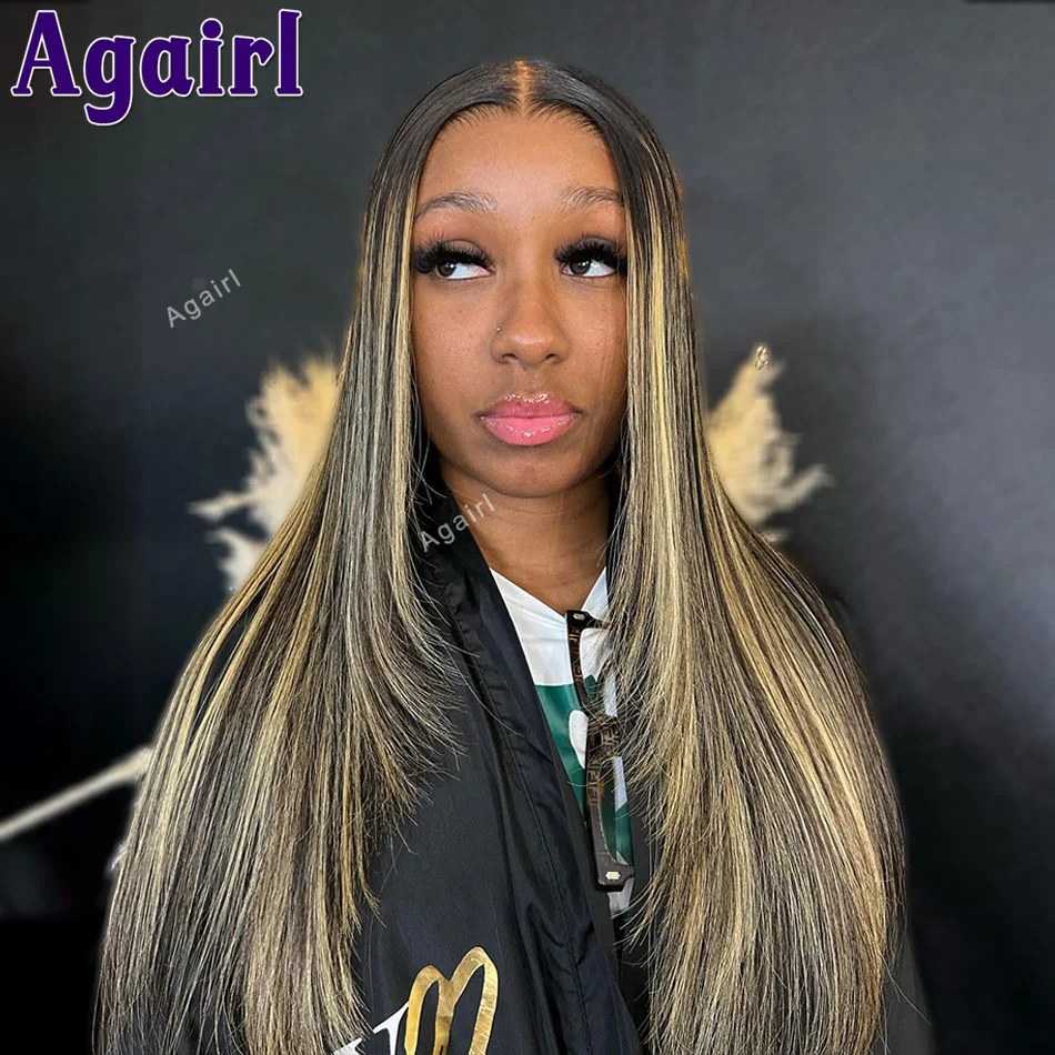 

Highlight Blonde Colored 13x6 13x4 Lace Frontal Wig Remy Straight Human Hair Wigs For Women Preplucked 200% 5x5 Lace Closure Wig