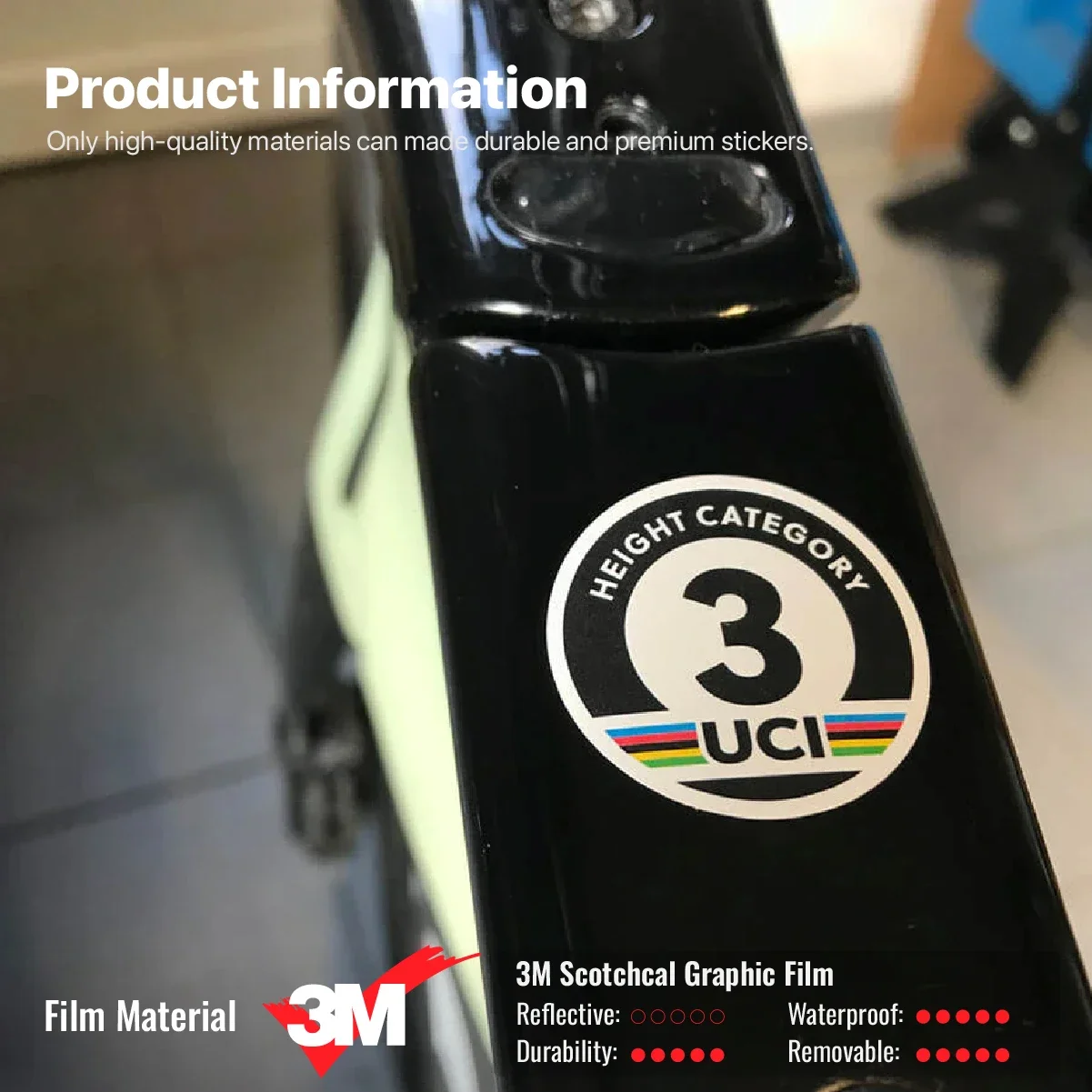 2PCS Height 1 Category Compatible Label Certification Road Bicycle Sticker High-Quality Sticker