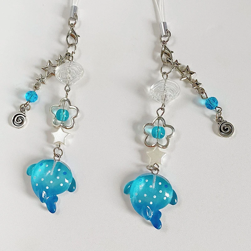 Cute Simulation Marine Shark Mobile Phone Chain Handcrafted Beaded Keyring Accessory Fish Charm Aesthetic Y2k Unique