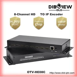 OTV-HE08C SRT 프로 비디오 미디어 인코더, 8 채널, Ip H.264 H.265 IPTV MPEG4 RTSP HLS RTMPS HD 라이브 스트림, 페이스북 유튜브