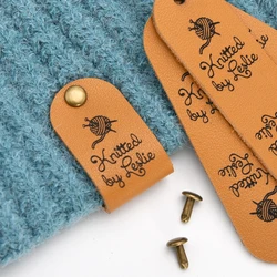 Knitting Labels, Leather Crochet Labels, Custom Tags, Leather Knitting Tags, Leather Labels For Handmade, Centre Fold, D504