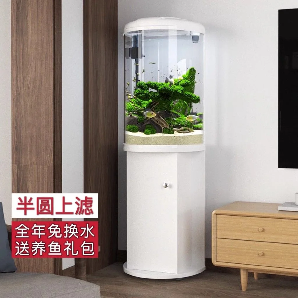 

TT Полукруглый новый аквариум для гостиной, фильтрация от пола до потолка, небольшой аквариум, ленивый, без воды