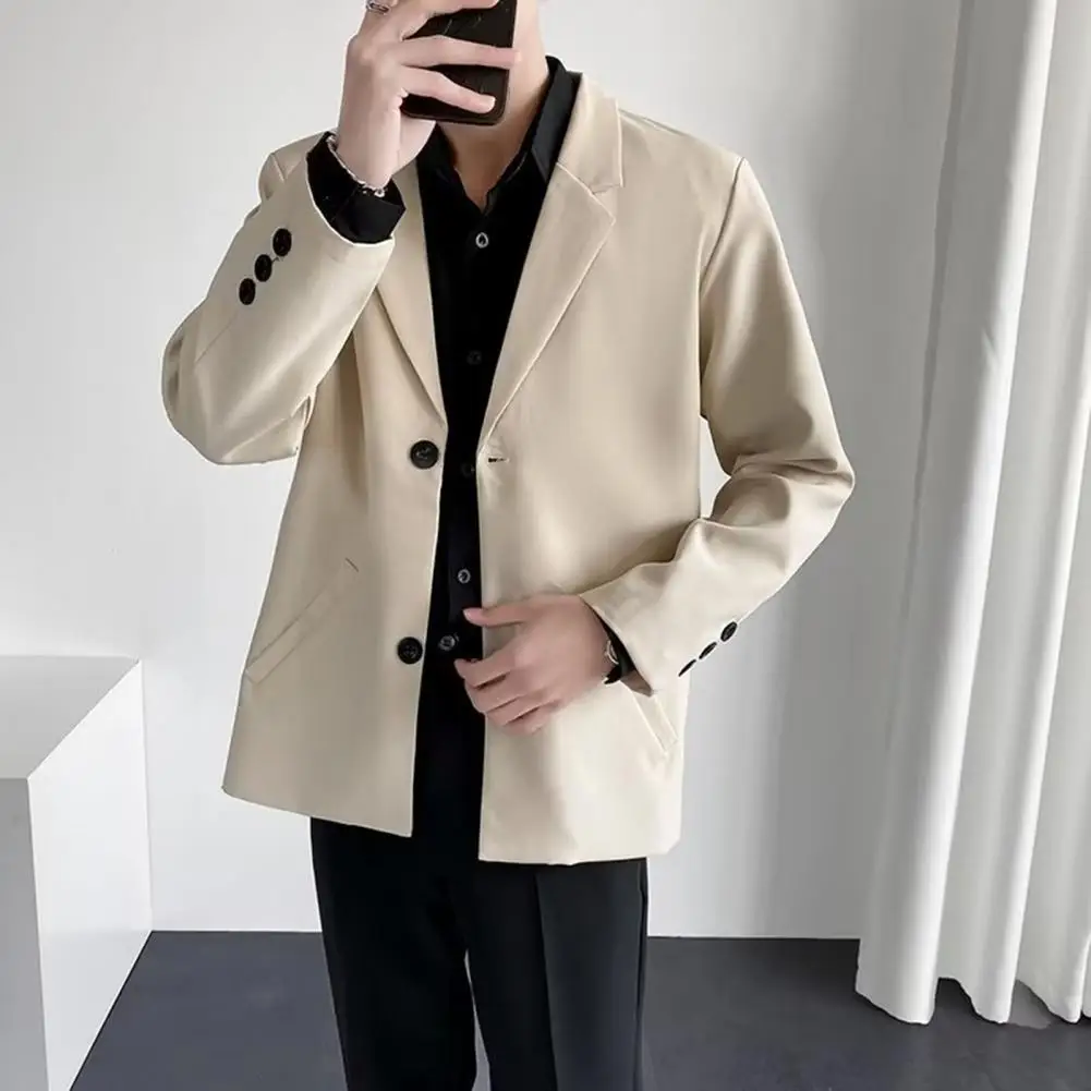 Korean Style Casual Suit Coat For Men Blazer Loose Suit Jacket Male Blazers Single-breastedTurndown Collar Men Suit Jacket Coats