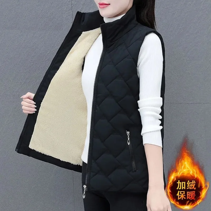 

Осенне-зимняя куртка женская бархатная хлопковая жилетка новая однотонная куртка без рукавов женский теплый жилет женский жилет пальто верхняя одежда