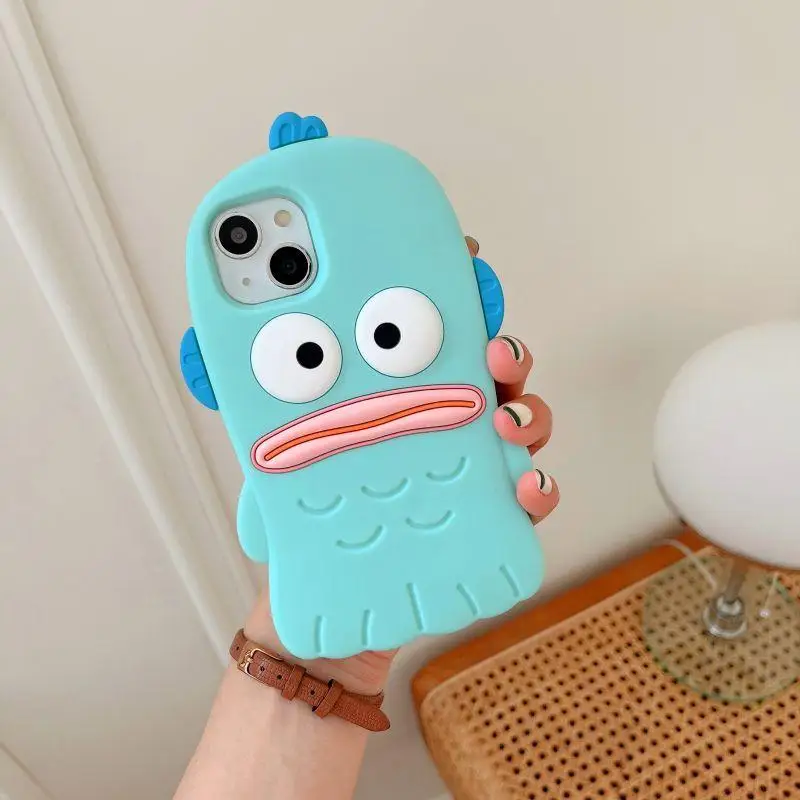 Sanrio Internet Celebrity Shell Mermaid Monster Hangyodon Applicable To Iphone14/13/12/8P/xr Kawaii Cartoon Silicone Phone Case