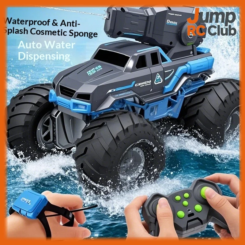 

Амфибийная радиоуправляемая машинка 4WD с распылением воды, автоматическим всасыванием воды, внедорожный грузовик-игрушка для детей, двойной режим: сухопутный и водный