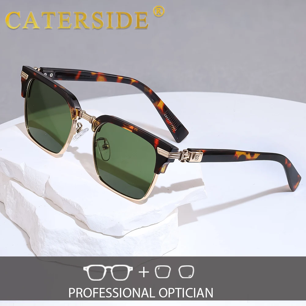 

CATERSIDE Ретро квадратные оптические солнцезащитные очки мужские металлические полуоправы дизайн солнцезащитные очки по рецепту женские дорожные деловые очки