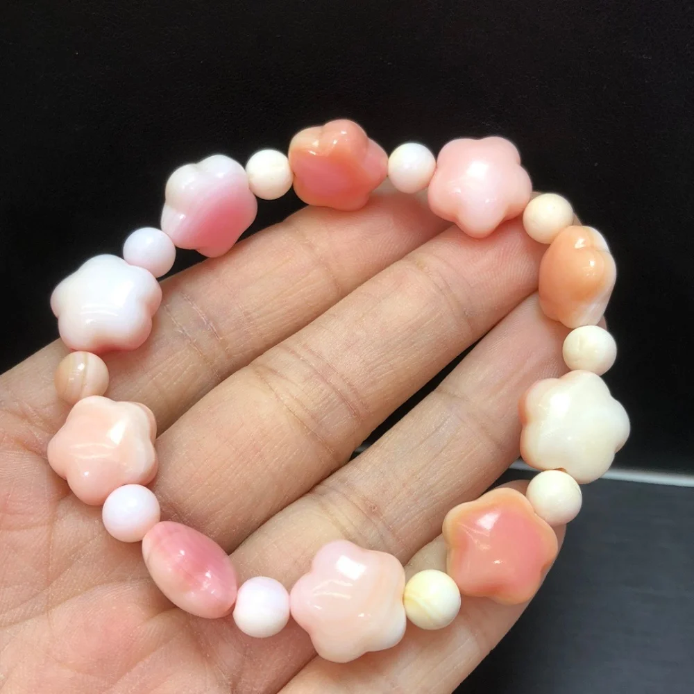 13MM Natural Shell Stone Star Bead Bracelet Fashion Wealthy Fortune Stone Round Beads Jewelry Gift 1pcs