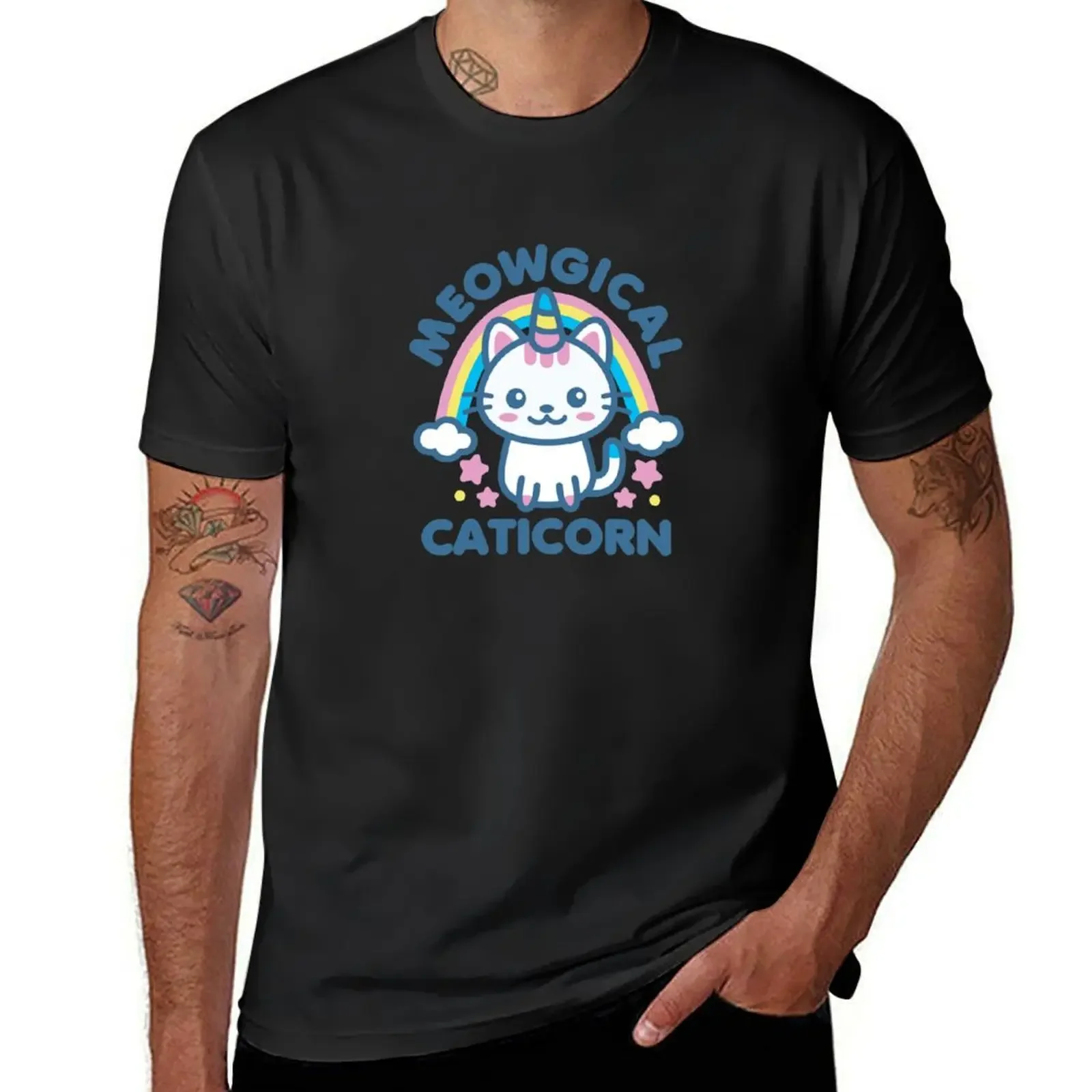 Meowgical Caticorn Kawaii T-Shirt aesthetic clothes topping black t-shirts for men