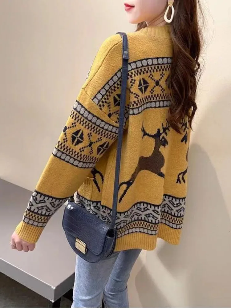 Loose Sweater Women Coat Long Sleeve Single Breasted Preppy Style Knitting Outwear Casual Cardigan Sweaters Coat New 2022