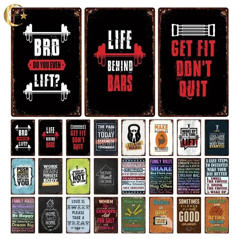 Funny Text Sign Exercise Fitness Poster Gym Training Room Wall Decor Pin Up Tin Sign Man Cave Art Poster Decoration Metal Plate