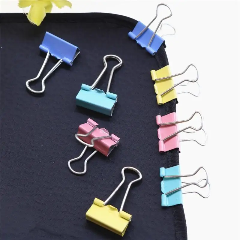 15MM Metal Long Tail Clip Receipt Clip Colored Swallowtail Clip Paper Material Storage Clip Black Folder Stationery Accessories