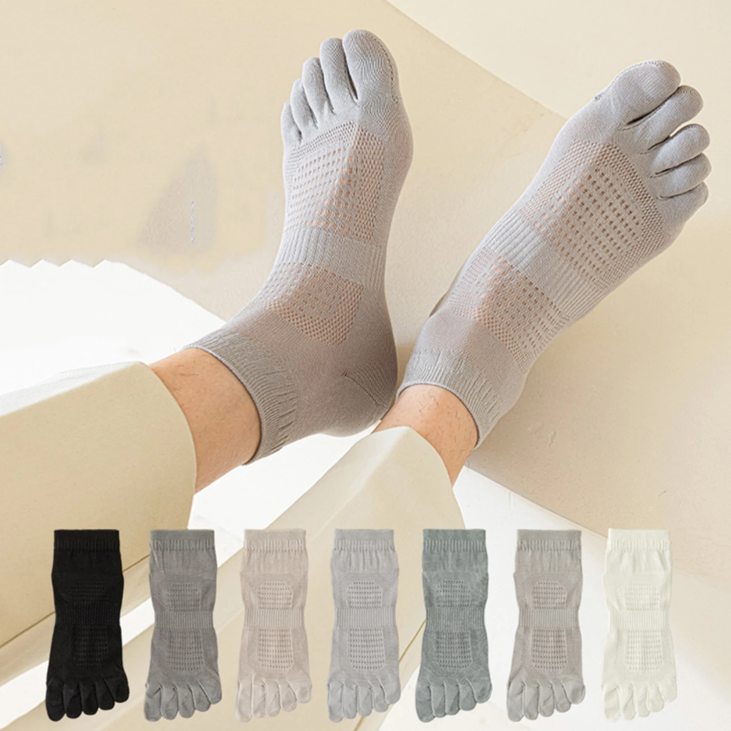 Summer Breathable Five Fingers Socks Women Cotton Mesh Toe Socks Sports Anti-slip Ankle Socks With Separate Fingers