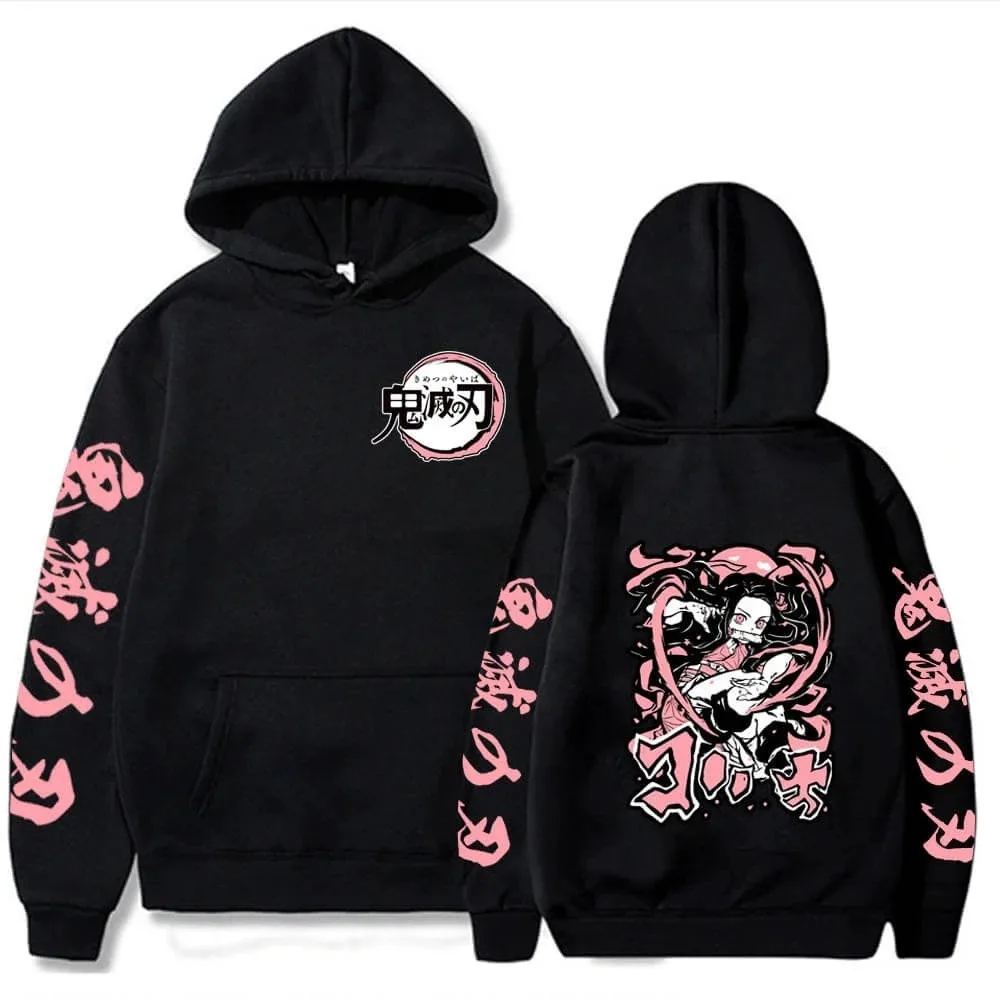 QWEEK Demon Slayer Anime Kawaii Cute Cartoon Hoodies Women 2024 Fashion Autumn Japanese Harajuku Streetwear Sweatshirt