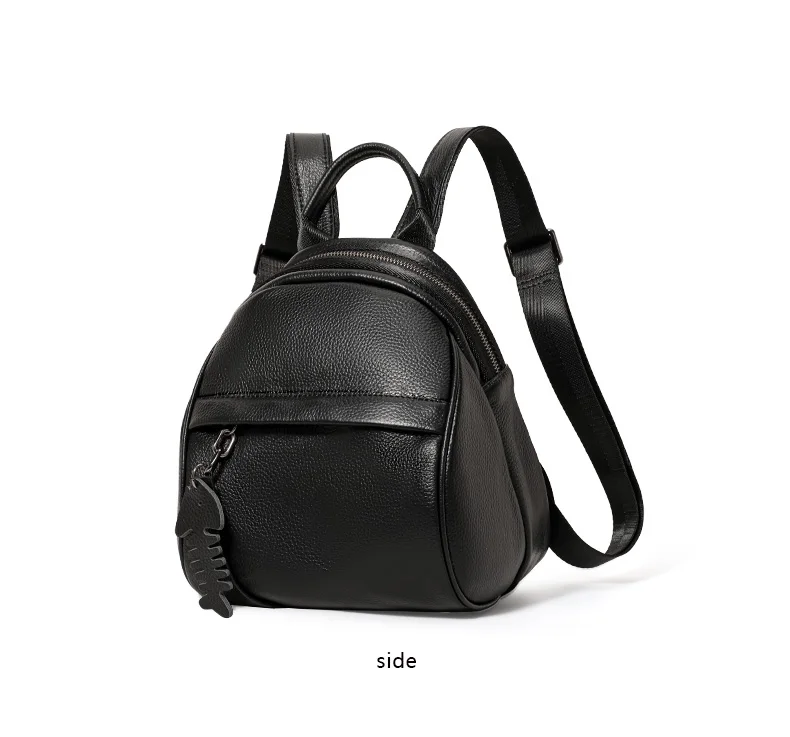 Mini-Rucksack aus genarbtem Leder für Damen, süßer kleiner Rucksack mit Fischgräten-Anhänger, lässiger Tagesrucksack für Damen, ideal für Arbeit und den täglichen Gebrauch – Detail 9
