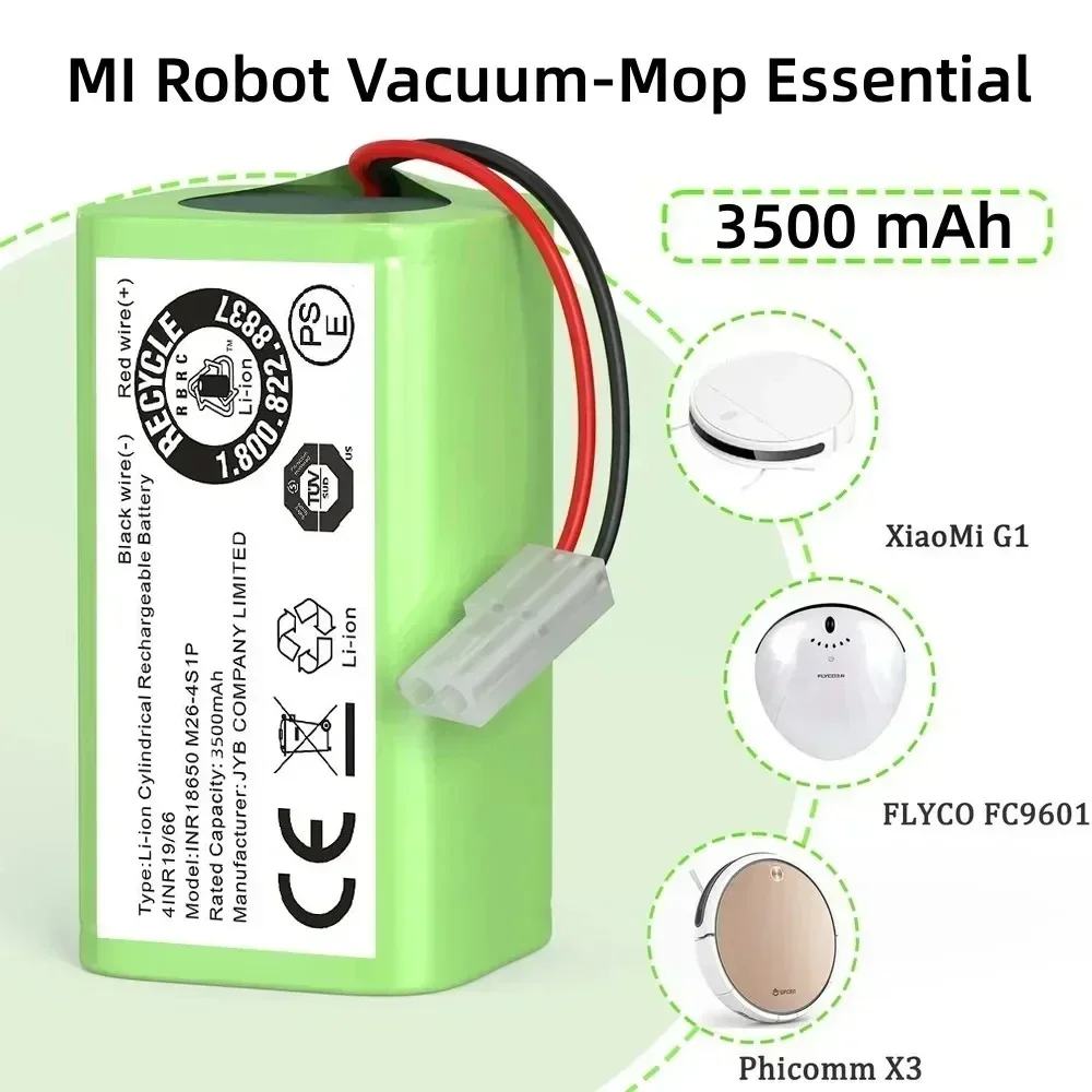 

Battery H18650CH-4S1P for Robot Vacuum Cleaner Xiaomi Mi Robot Vacuum Mop Essential MJSTG1,Mijia G1,SKV4136GL,(12800 mAh 14.8 V)