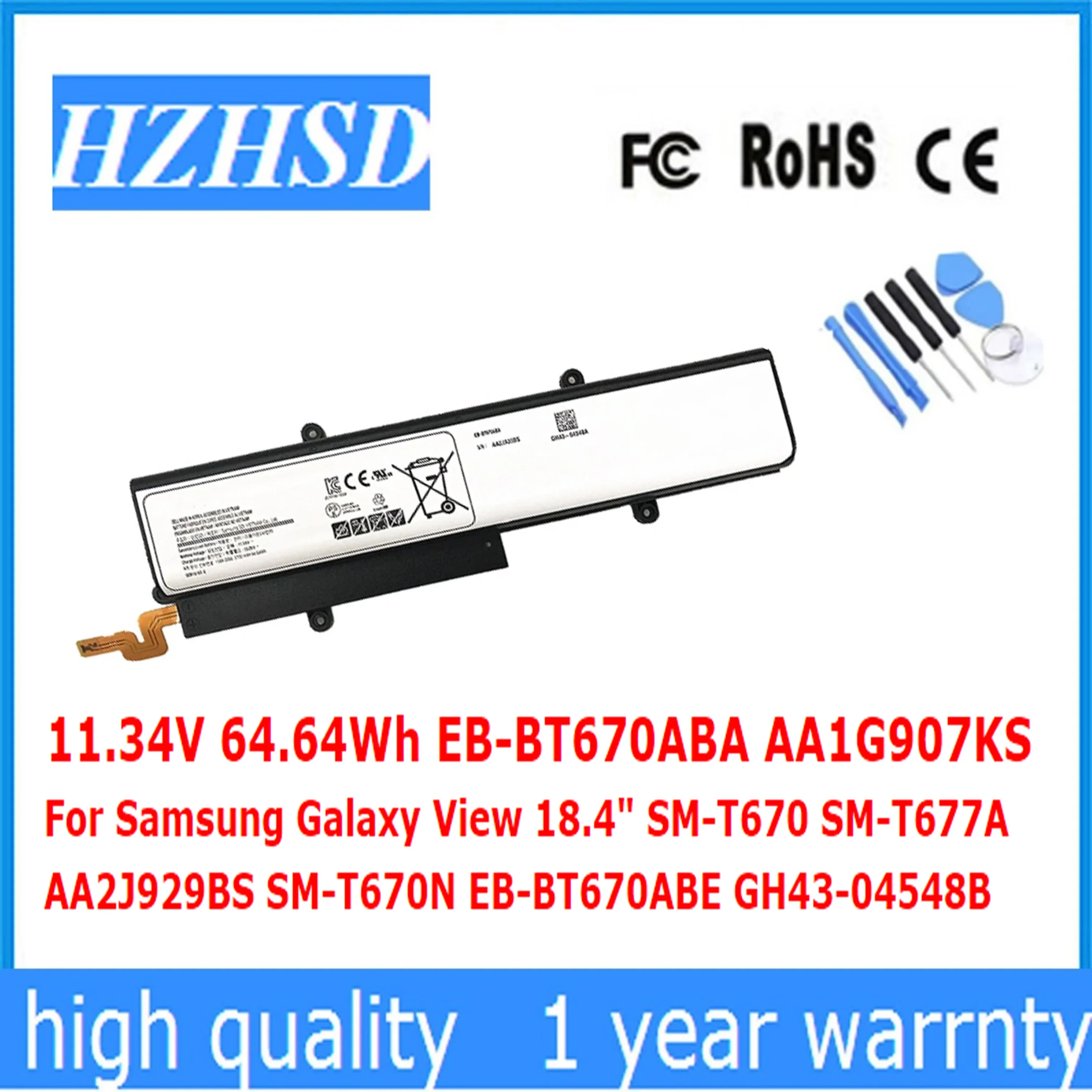 11.34V 64.64Wh EB-BT670ABA AA1G907KS For Samsung Galaxy View 18.4