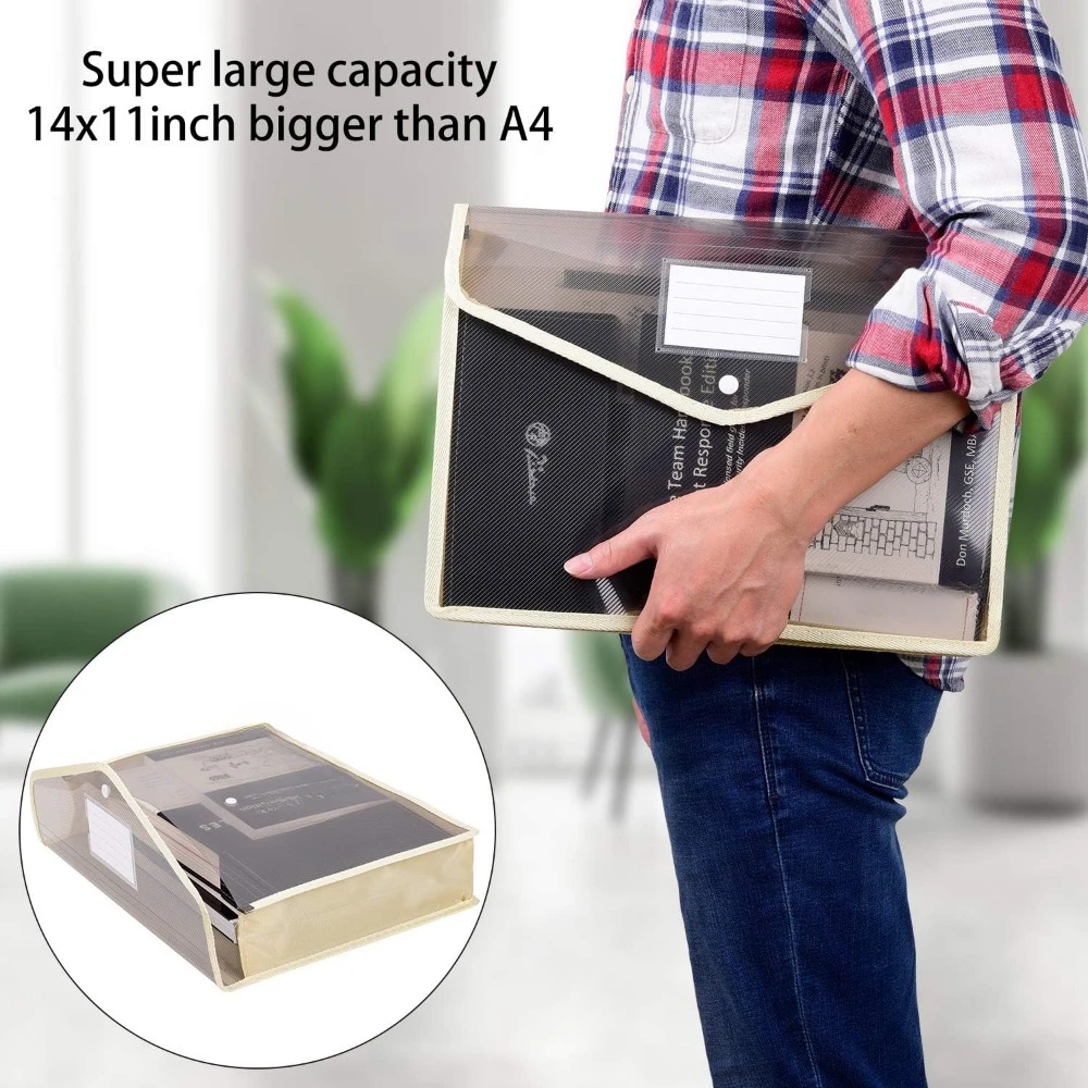 Pasta expansível transparente à prova d'água - Roxo & Rosa & Amarelo & Verde & Branco & Azul & Preto