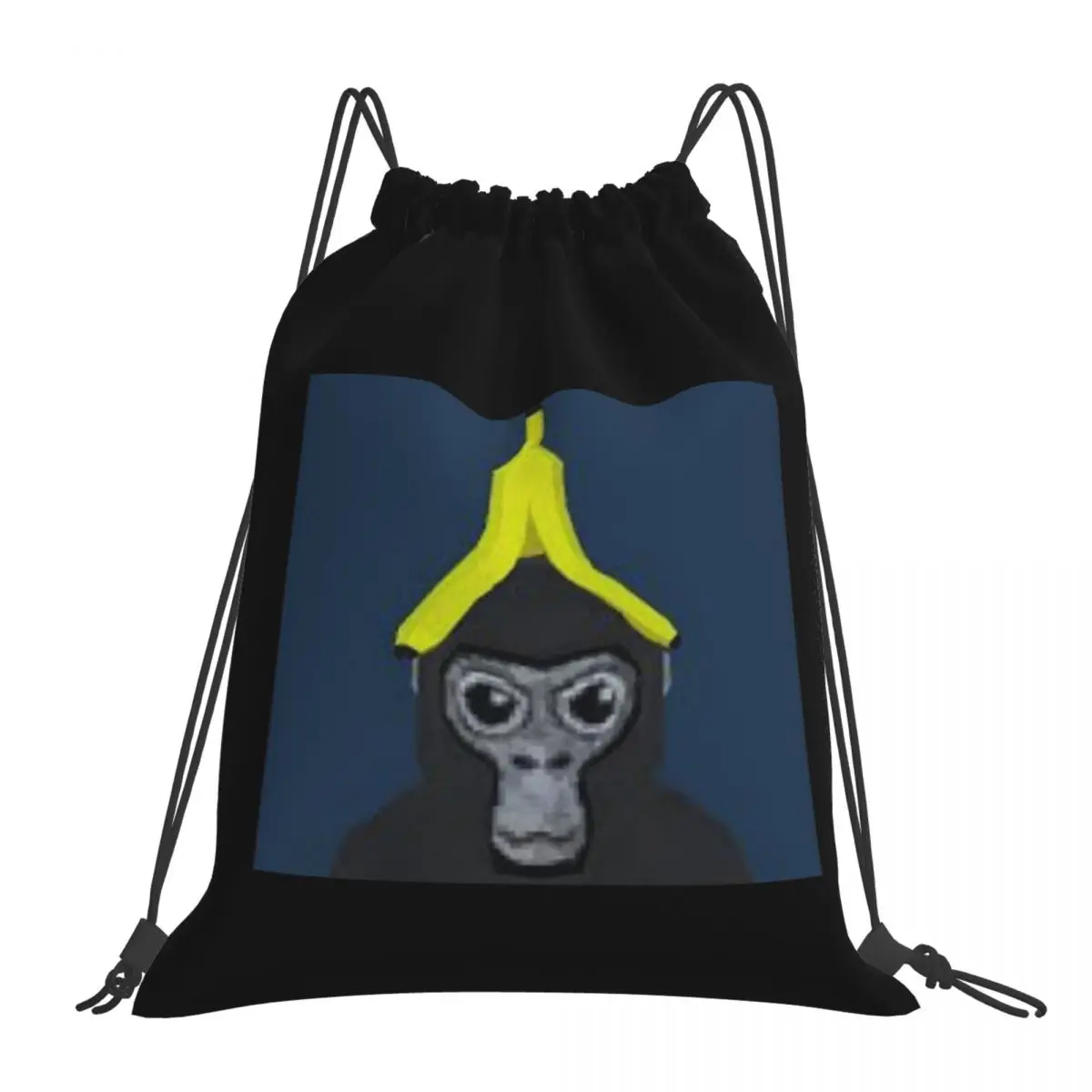 Gorilla Tag Monkey With Banana Backpacks Portable Drawstring Bags Drawstring Bundle Pocket Sundries Bag Book Bags For Travel