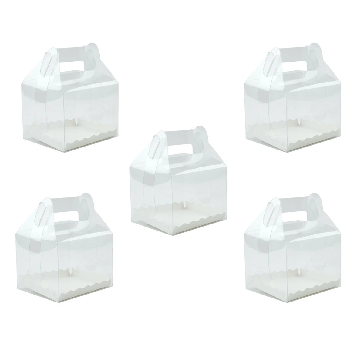 

5pcs Clear Cake Boxes with Handle Transparent Baking Packaging Box for Cupcakes Pastries Desserts Clear Plastic Cake Container