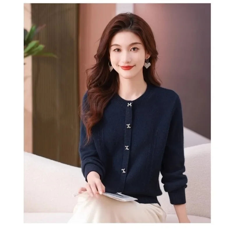 

Кардиган, универсальный вязаный топ для молодых женщин, новый осенний свободный вязаный корейский стиль