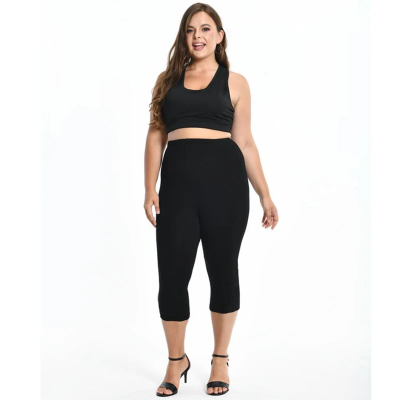 Jeggings de XS-7XL para mujer, pantalones capri cortos de color liso, elásticos, talla grande XS, 5XL, 6XL, gris, negro, blanco, rosa, rojo y azul,