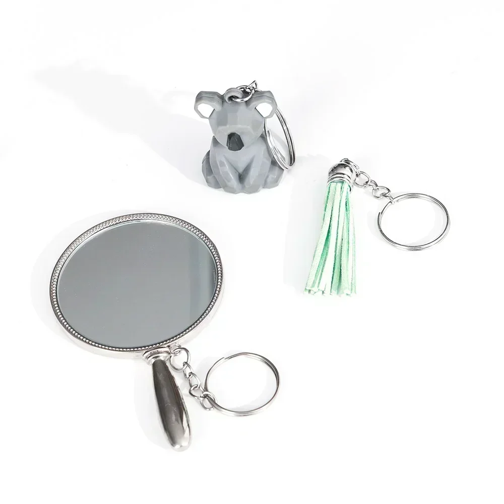 Versilberter Metall-Schlüsselanhänger mit Splitring, Schlüsselhalter für Damen und Herren, DIY Schlüsselketten, Schlüsselring 2027 – Detail 13