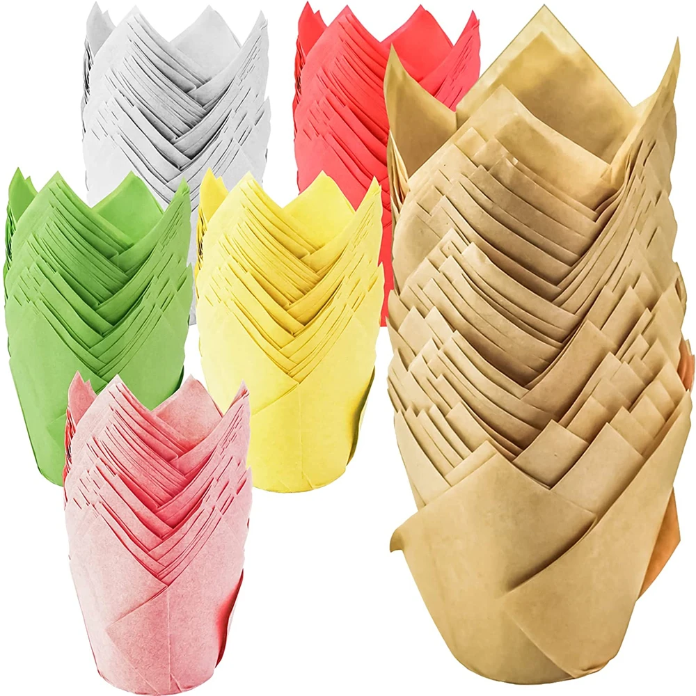 800 PCS Tulip Baking Cups Parchment Paper Cupcake Muffin Liner Wrappers for Weddings Birthdays Baby Showers Party Wholesale XB