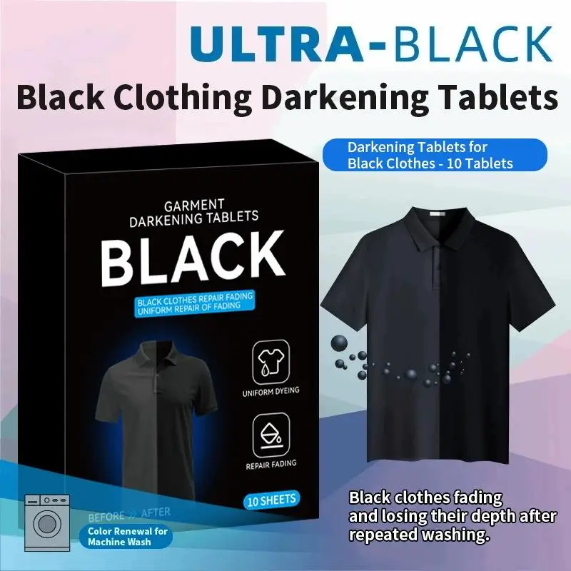 10/20/30pcs Black Laundry Dye Sheets Non-Woven Color Enhancer Tablets for Washing Machine Restore Faded Black Clothes