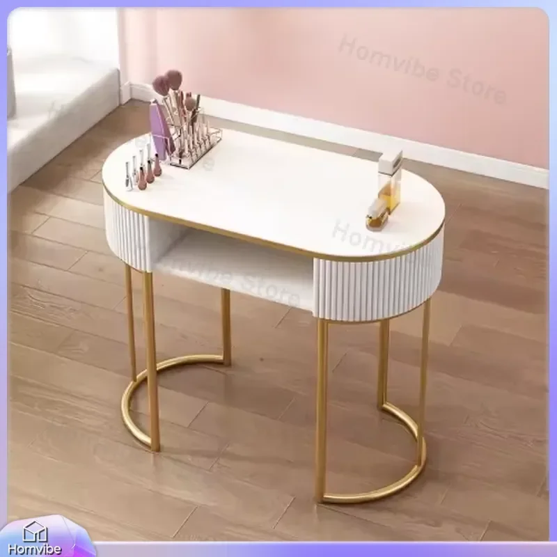 Modern Nail Art Table with Anti-Acetone Surface Metal Frame Salon Desk for Manicure Pedicure Beauty Station Storage Organizer