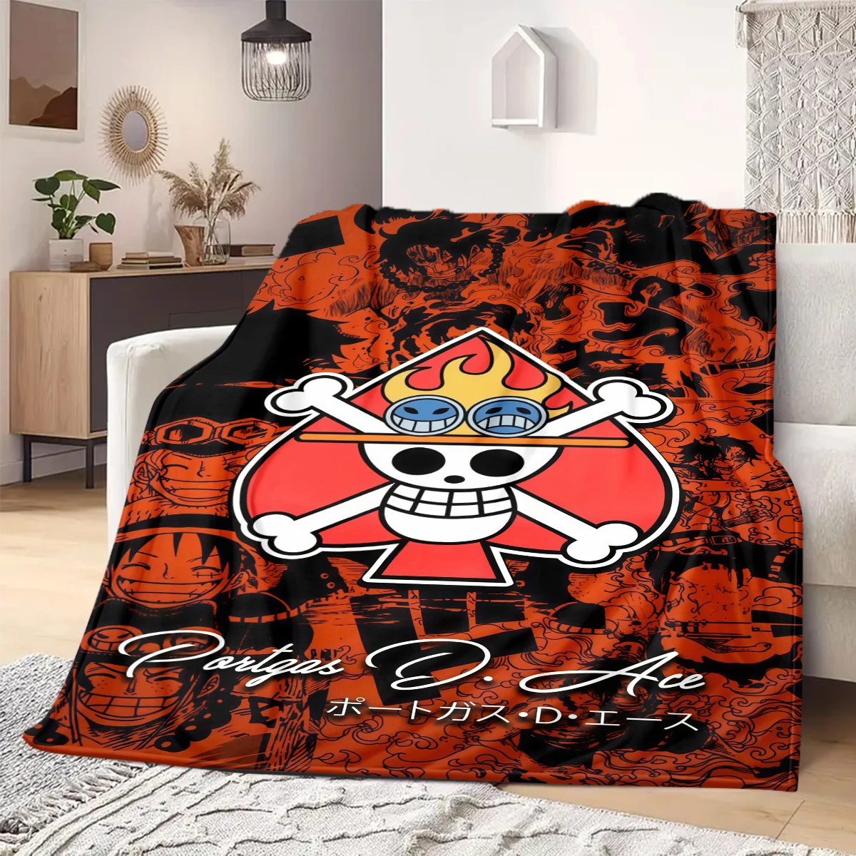 ONE PIECE Straw Hat Pirates Print Blanket Warm Comfortable Flannel Blanket Suitable for Bedrooms,Sofas, Beds,Chairs -QIAO115