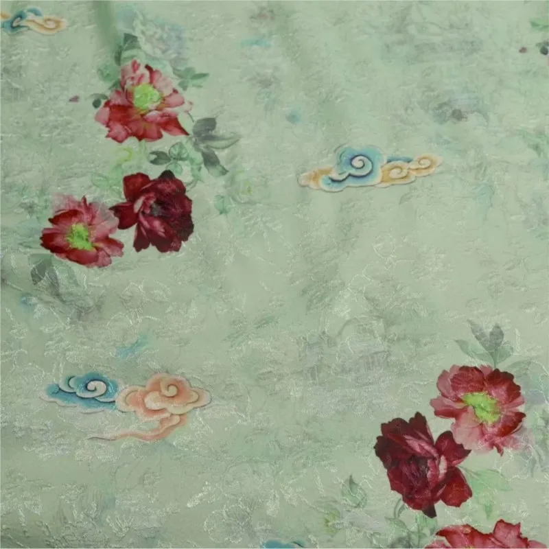 Bubble printed fabric three-dimensional small floral pattern Chinese cheongsam cotton and linen dress clothing shirt thin