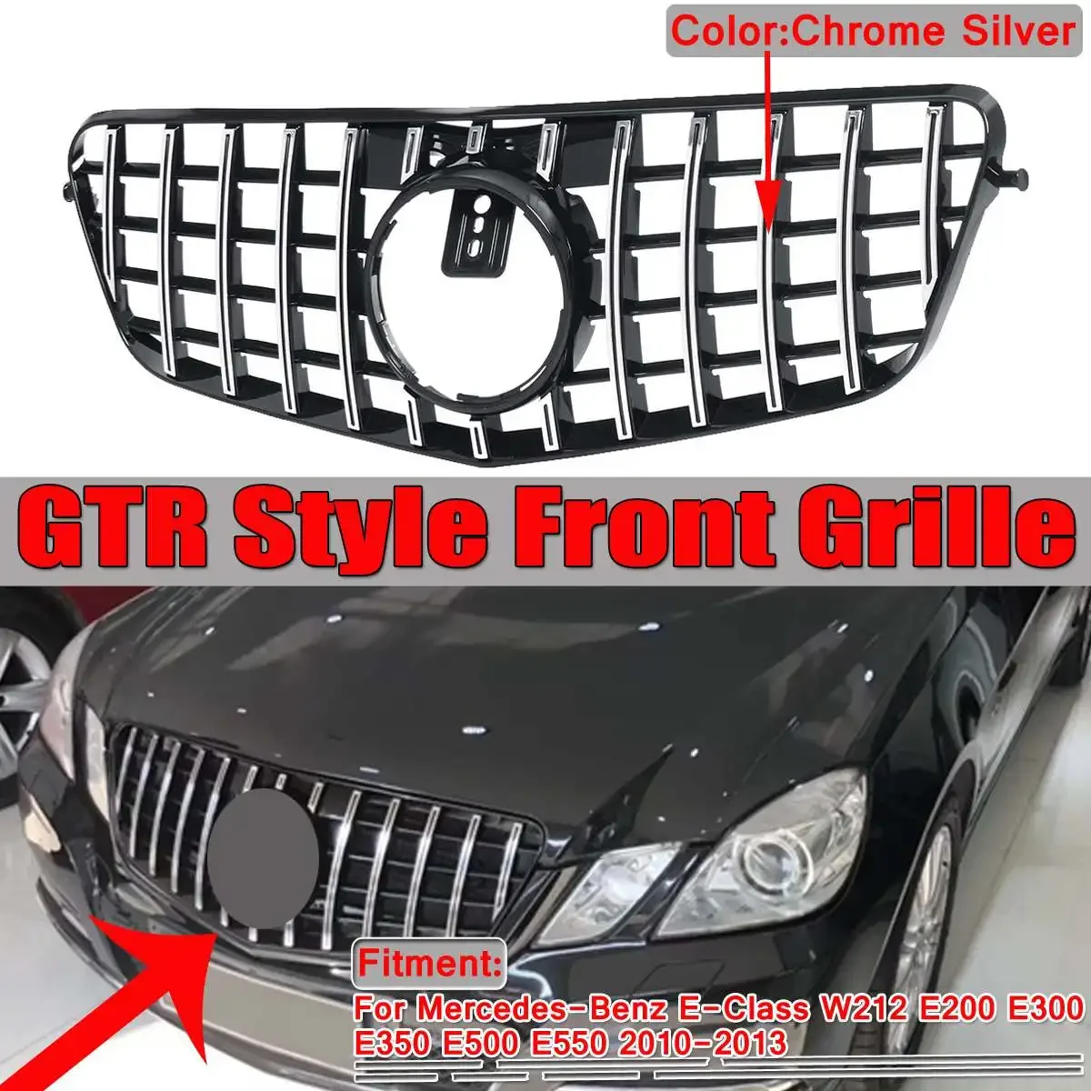 

W212 GT Grill For GTR Car Front Bumper Grill Grille For Mercedes For Benz E Class W212 E200 E300 E350 E500 E550 2010- 2013