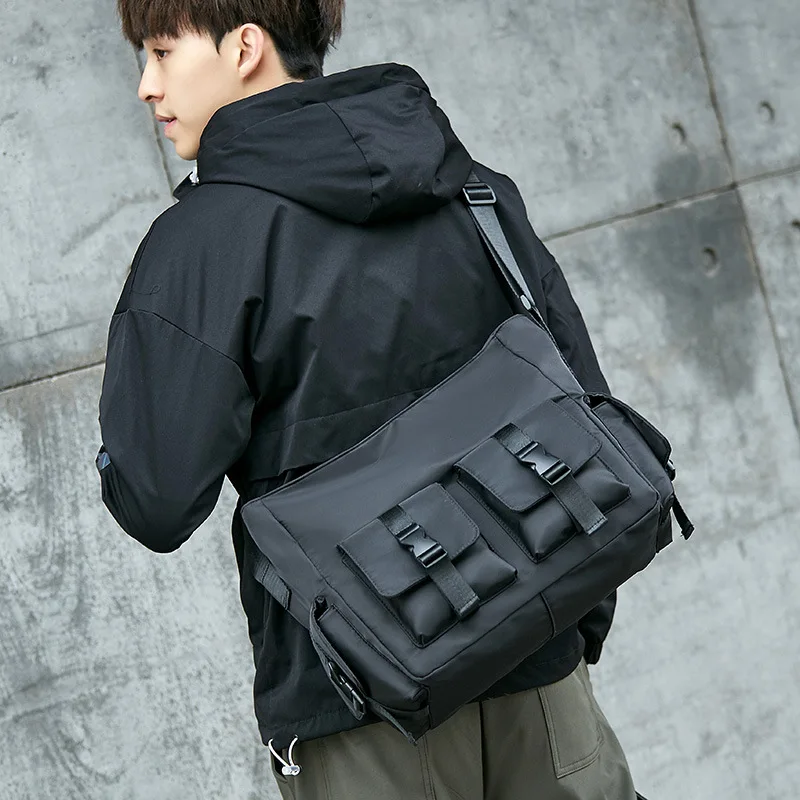 Casual Large Capacity Waterproof Messenger Shoulder Bags Men Crossbody School Bag for Teenage Outdoor Man Black Big Travel bolso