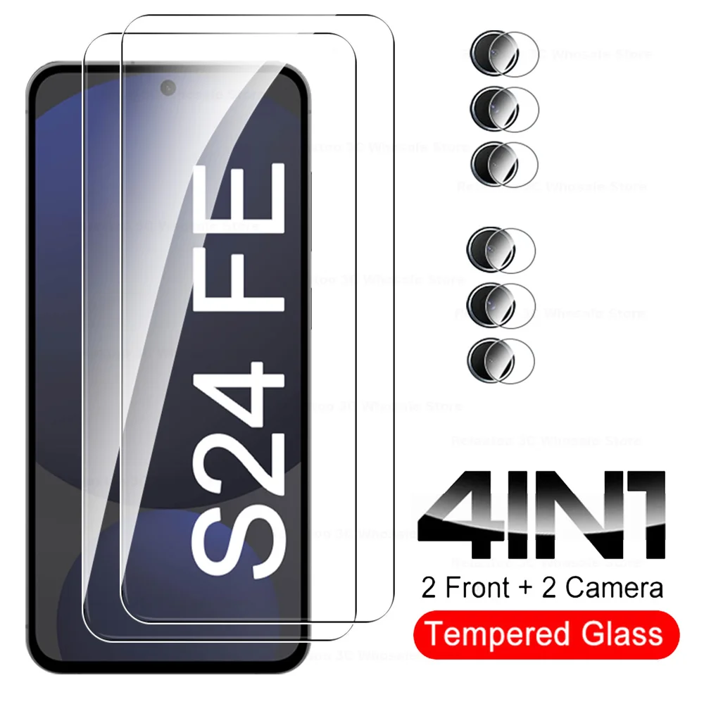 4IN1 Screen Protector For Samsung Galaxy S24 FE Camera Film Protective Glass On Sumsung S24FE S 24 24FE 5G 2024 Tempered Glass