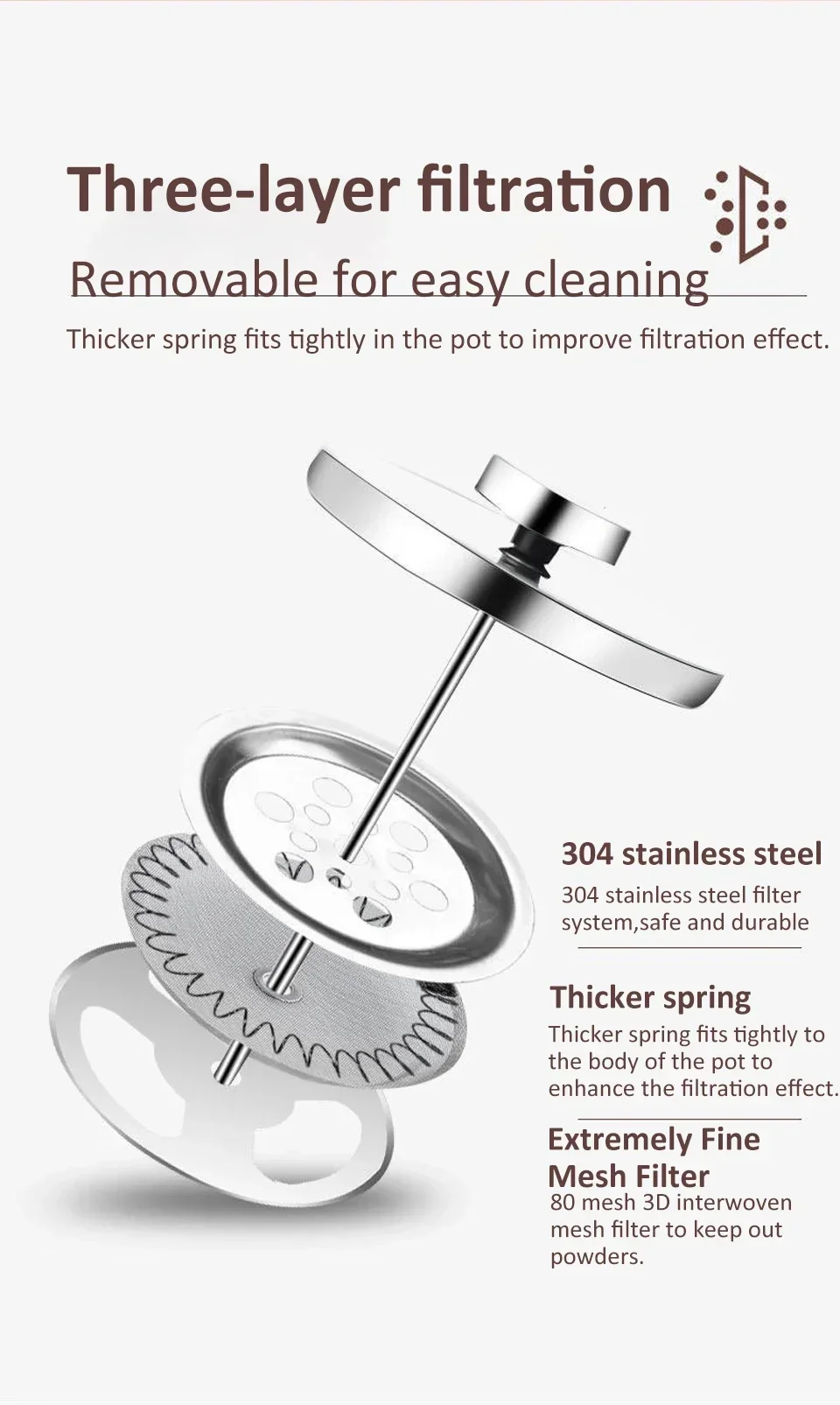 350-1000 مللي الصحافة الفرنسية إبريق قهوة الفولاذ المقاوم للصدأ الزجاج صانع القهوة مقاومة للحرارة البورسليكات الزجاج براد شاي مقهى Percolator #6