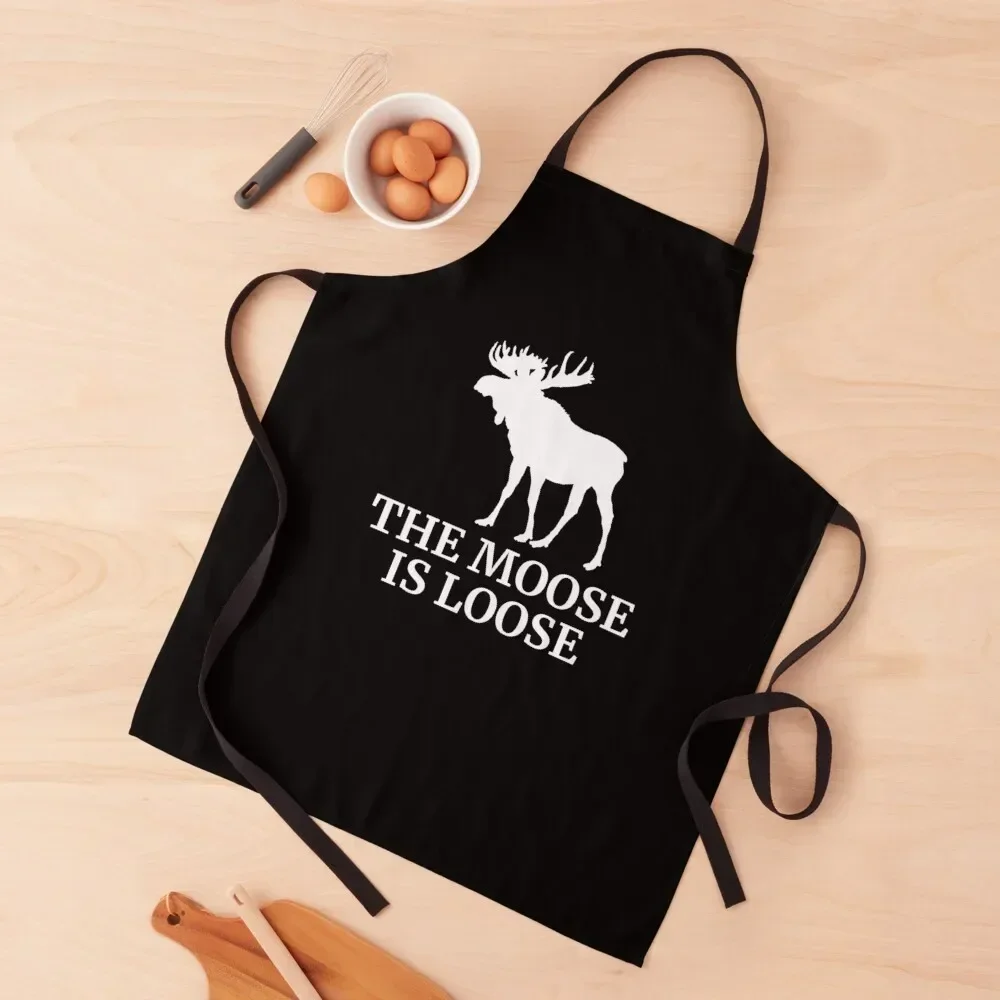 

The Moose Is Loose Funny Moose Lover Apron Kitchen Items Barber christmas 2025 Kitchen Items For Home Apron