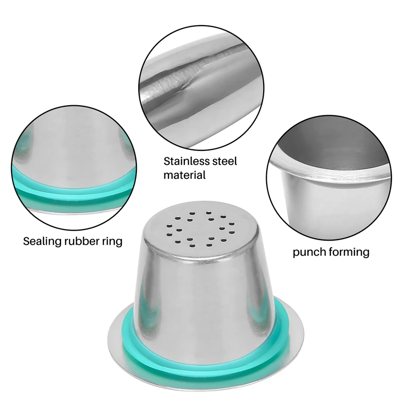 Stainless Steel Metal Reusable For Nespresso Capsule With Press Coffee Grinds Stainless Tamper Coffee Pod For Nespresso Machine