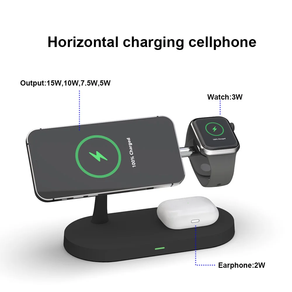 5 in 1 Wireless Chargers For iPhone 11 12 13 Pro Max 30W Fast Charging Dock Station For Apple Watch/Airpods With Lamp And Clock