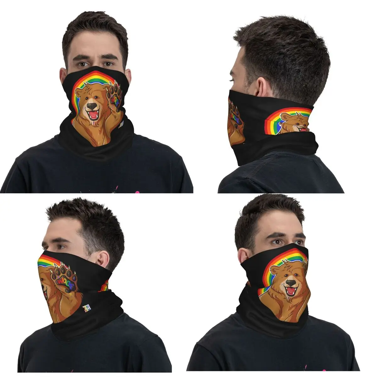 BOBO LIKE TO WOOF - GAY PRIDE Bandana Capa de pescoço impressa envoltório máscara cachecol balaclava quente corrida unissex adulto toda a temporada