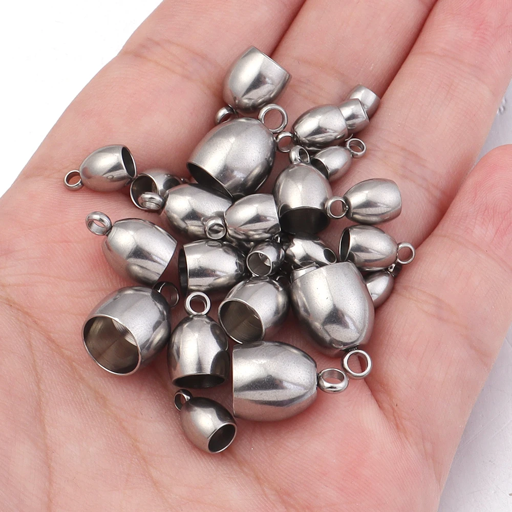 6 Stück Fassförmige Edelstahl-Quetschverschlüsse für Lederkordeln Endkappen Verschlussperlen DIY Schmuckherstellung Armband-Zubehör – Detail 6