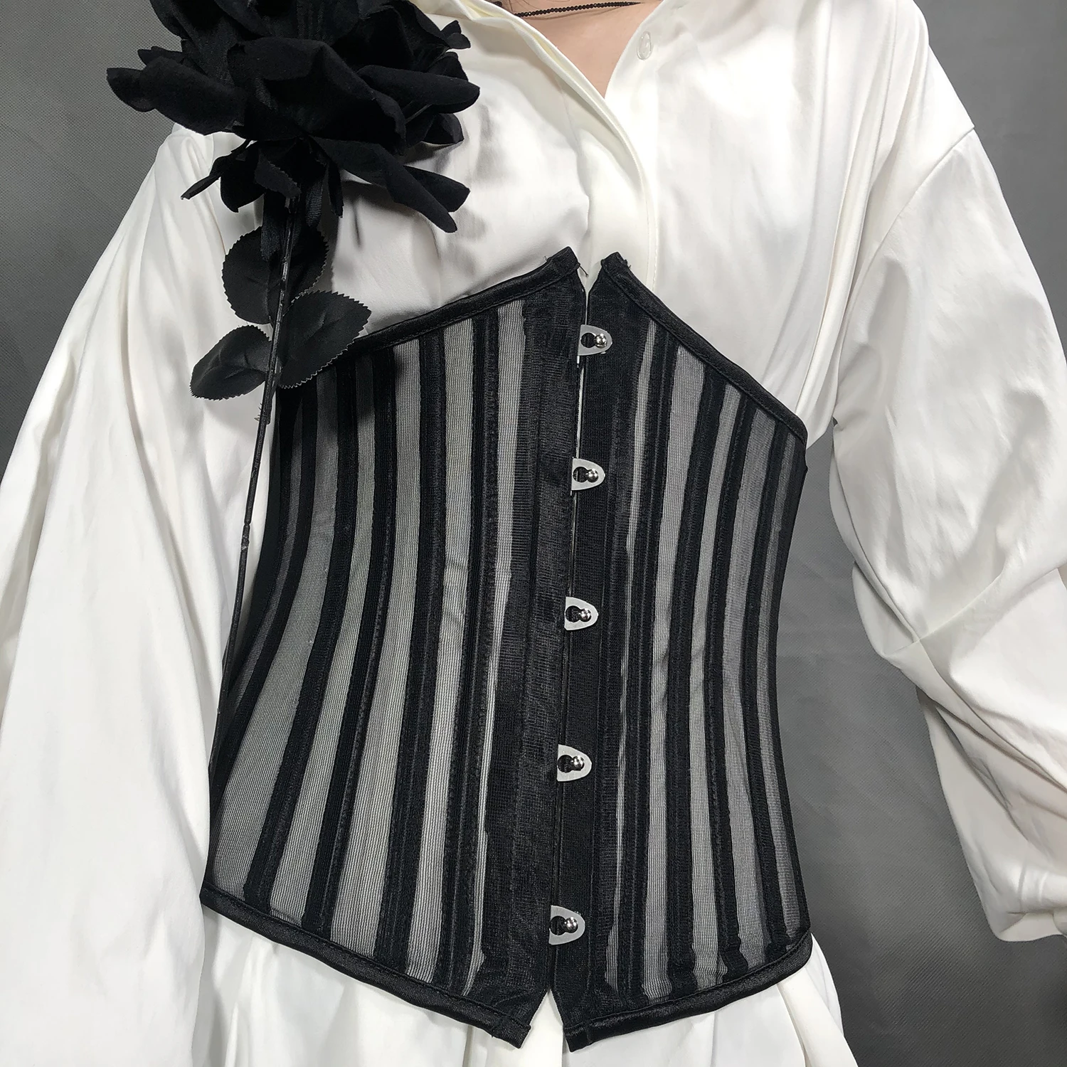 

Женский дышащий корсет 26 см, 24 стальных косточки, тонкая сетка под грудью, тренажер для похудения, сексуальный корсет-бюстье для коррекции фигуры