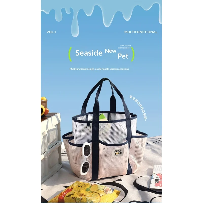 New Portable Mesh Swimming Storage Bag Large Capacity Travel Toiletry Bag Multifunctional Beach Organizer