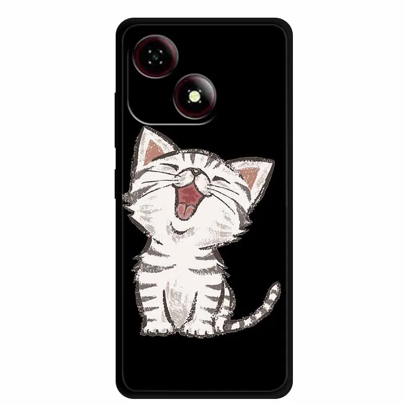 حافظة هاتف محمول لهاتف ZTE Blade A35E Coque لطيف الكرتون رسمت القط الأسود سيليكون لينة الغطاء الخلفي لحقيبة ZTE Blade A35 E