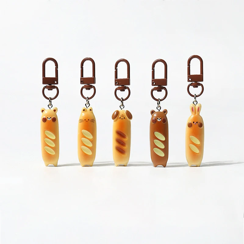 Cute Cartoon Baguettes Keychain Personality Kawaii Animal Bread Car Keyring Pendant Backpack Decoration Accessories Gifts