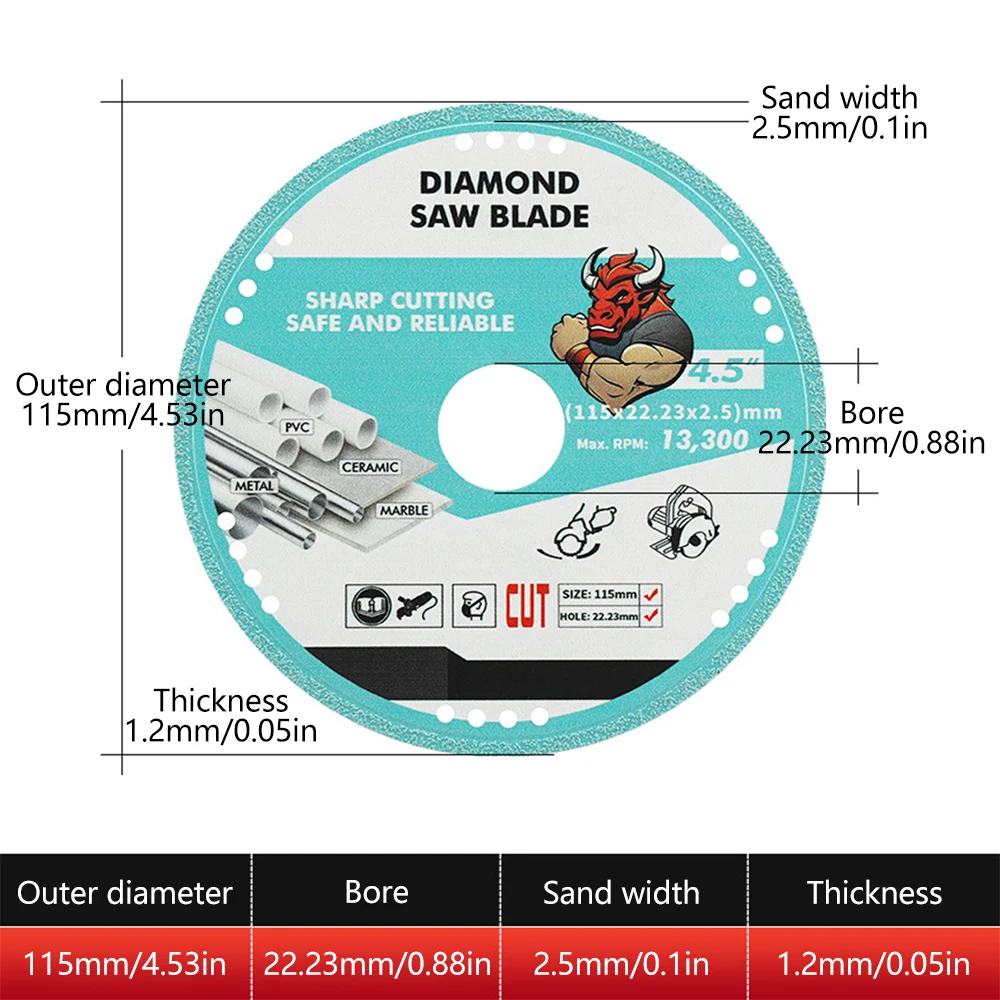 

Brazed Diamond Saw Blade For Steel Metal Stone Cast Iron Rebar Aluminum All Purpose Demolition Contractors Cutting Disc 22.23mm