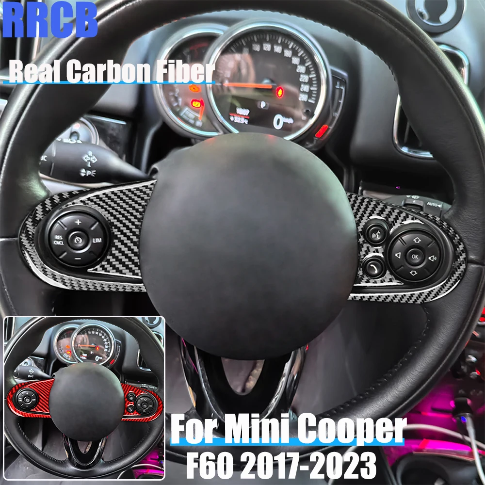 

Настоящее углеродное волокно, автомобильные аксессуары, кнопки на руль, декоративная мягкая наклейка на чехол для MINI F60 Countryman/Cooper 2014-2020
