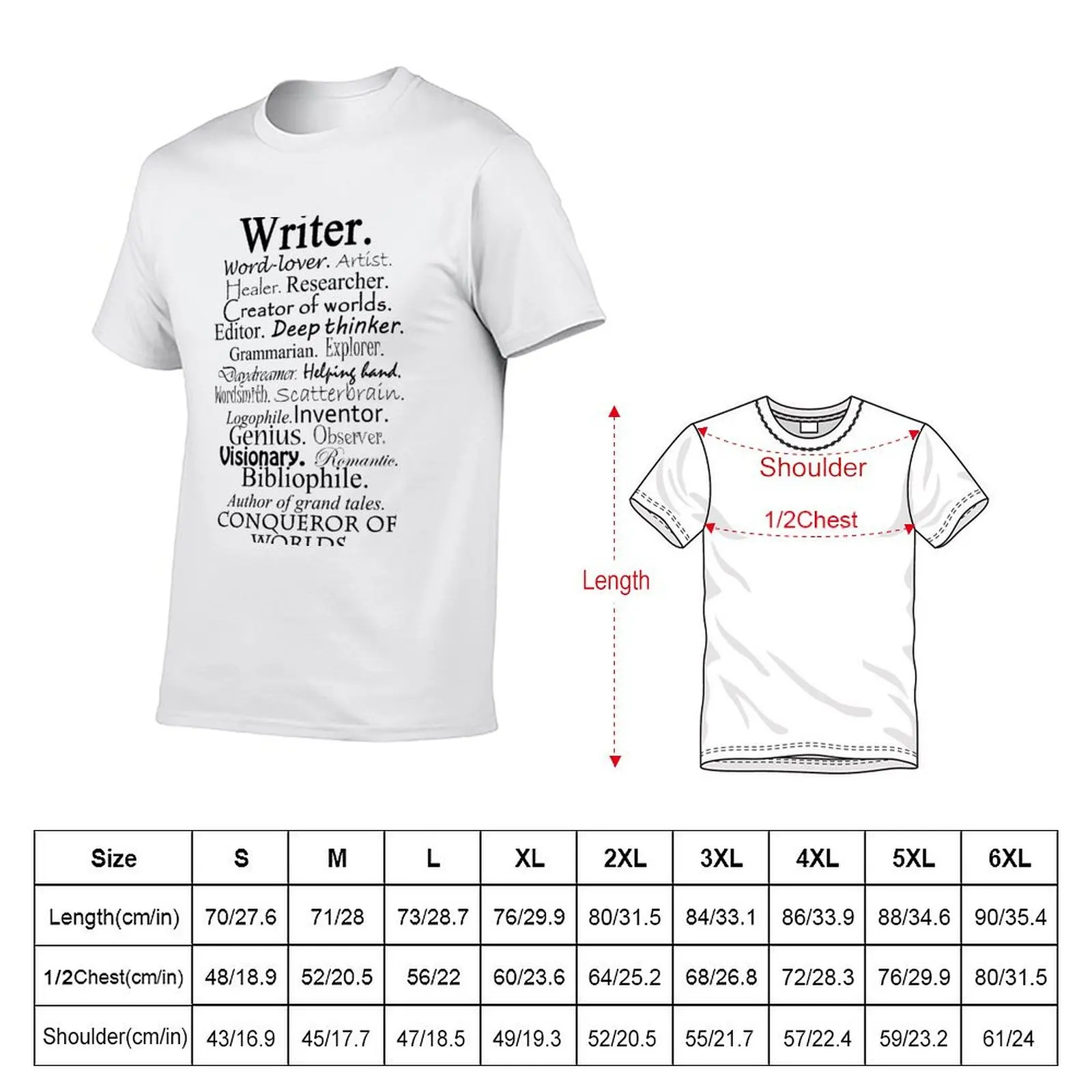 Writer Description T-Shirt Novelty Graphic Tee Shirt