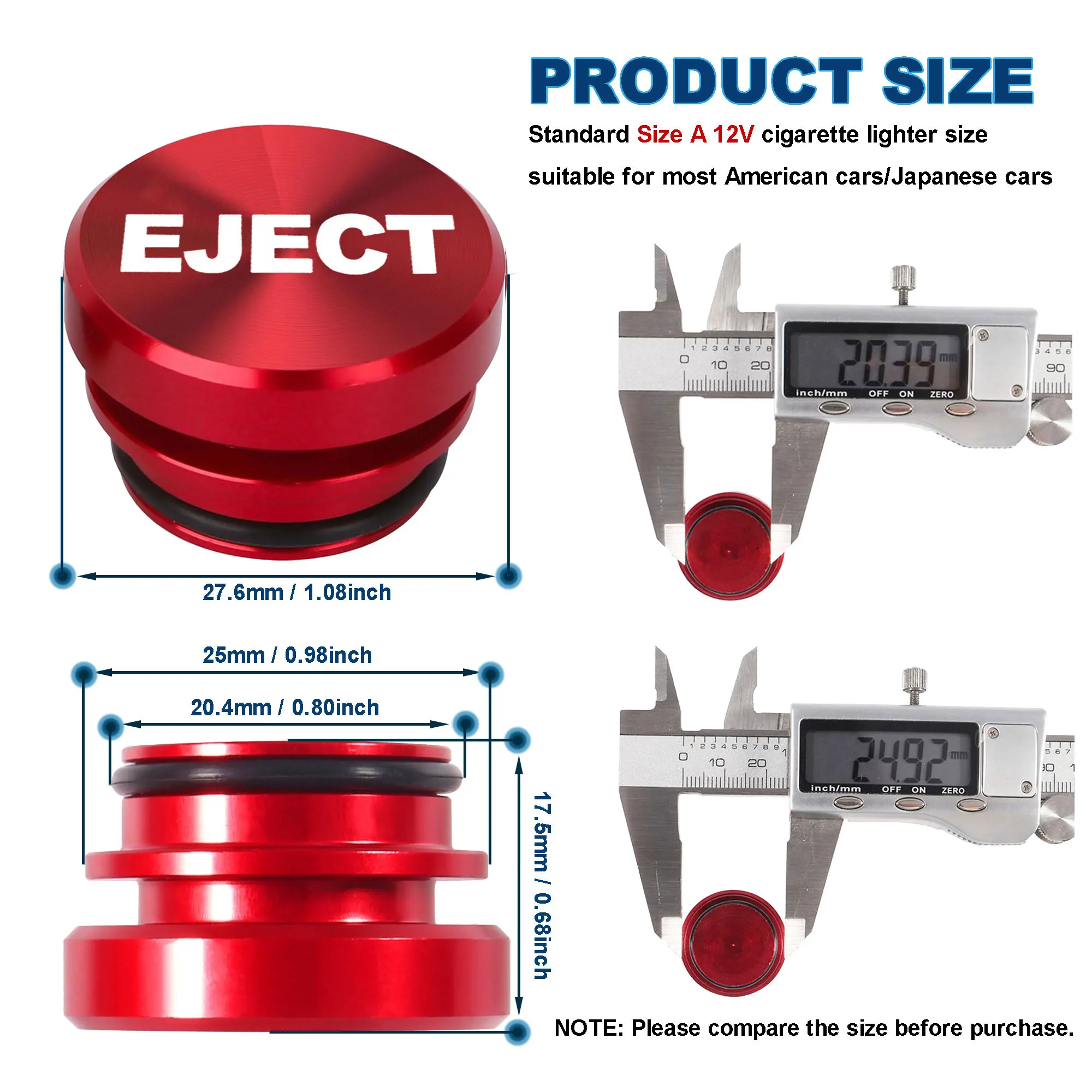 غطاء قابس ولاعة سجائر ، غطاء مقبس مقاوم للغبار ، استبدال زر من الألومنيوم ، يناسب معظم سيارات السيارات ، 12 فولت #2
