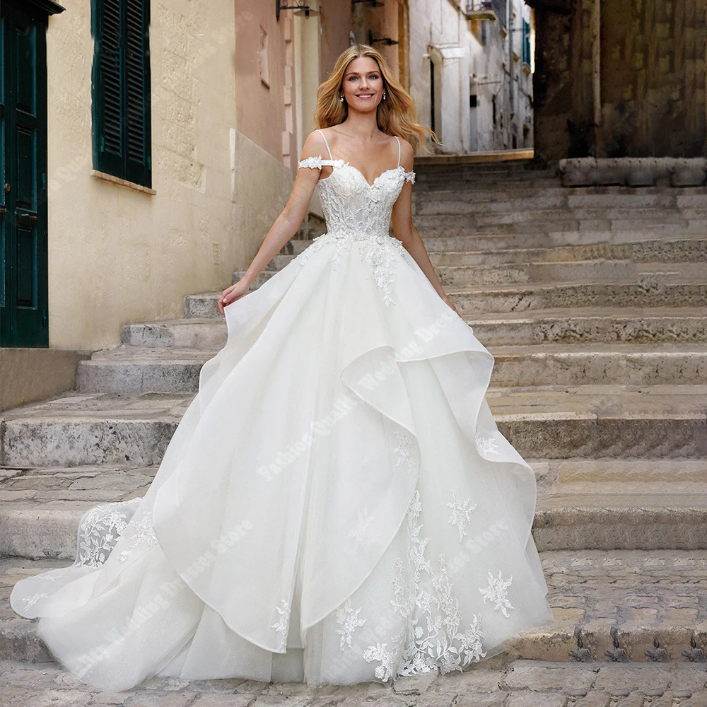 2024 Sweet Off spalla abiti da sposa elegante Vintage A Line senza maniche abiti da sposa da sposa palla di fidanzamento Vestidos De Novia